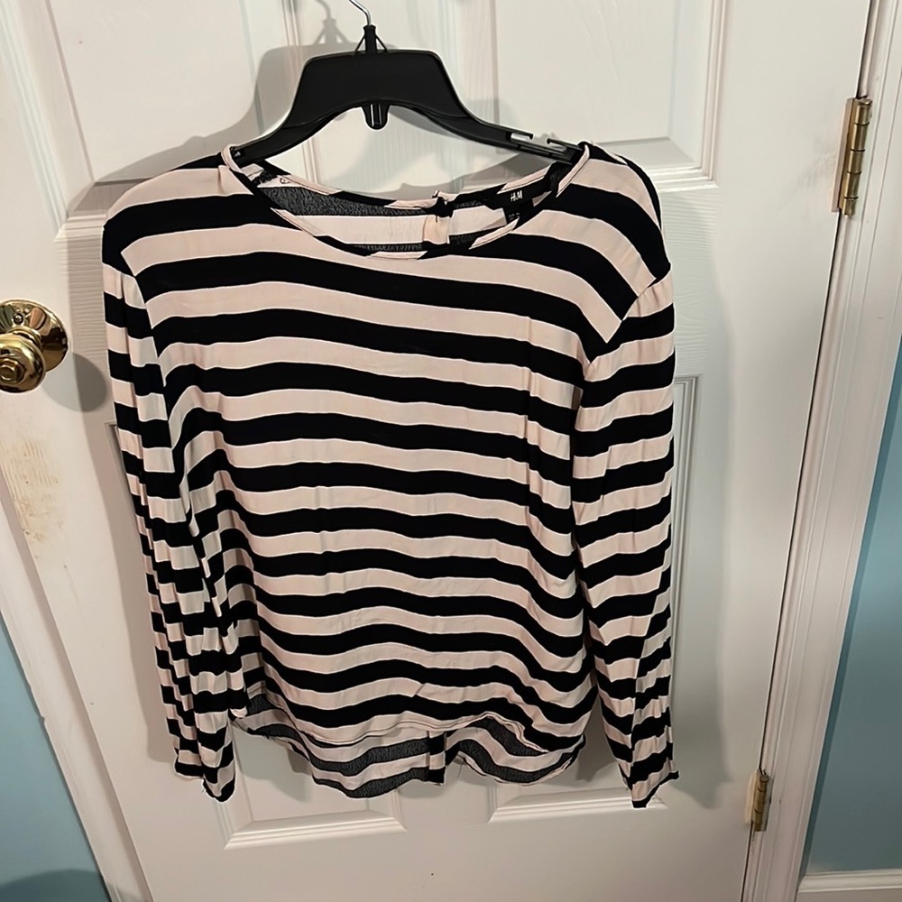 H&M Striped Nude and Black High Low Top